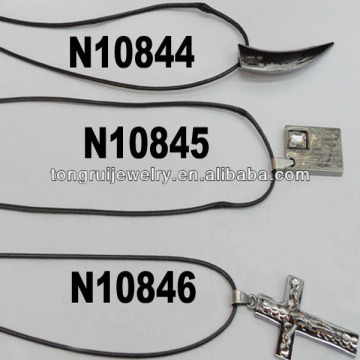 mens leather cord cross necklace