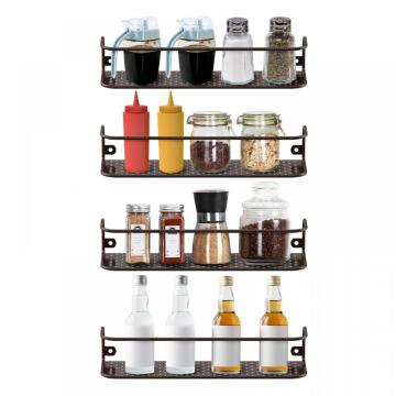 4 Pack Rustic Wall Mounting Spice Rack