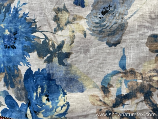 100% linen print fabric