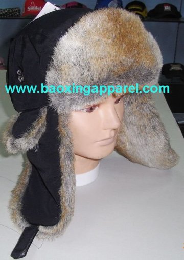 eco-friendly faux fur flyers hats rabbit ear hat fake fur hats