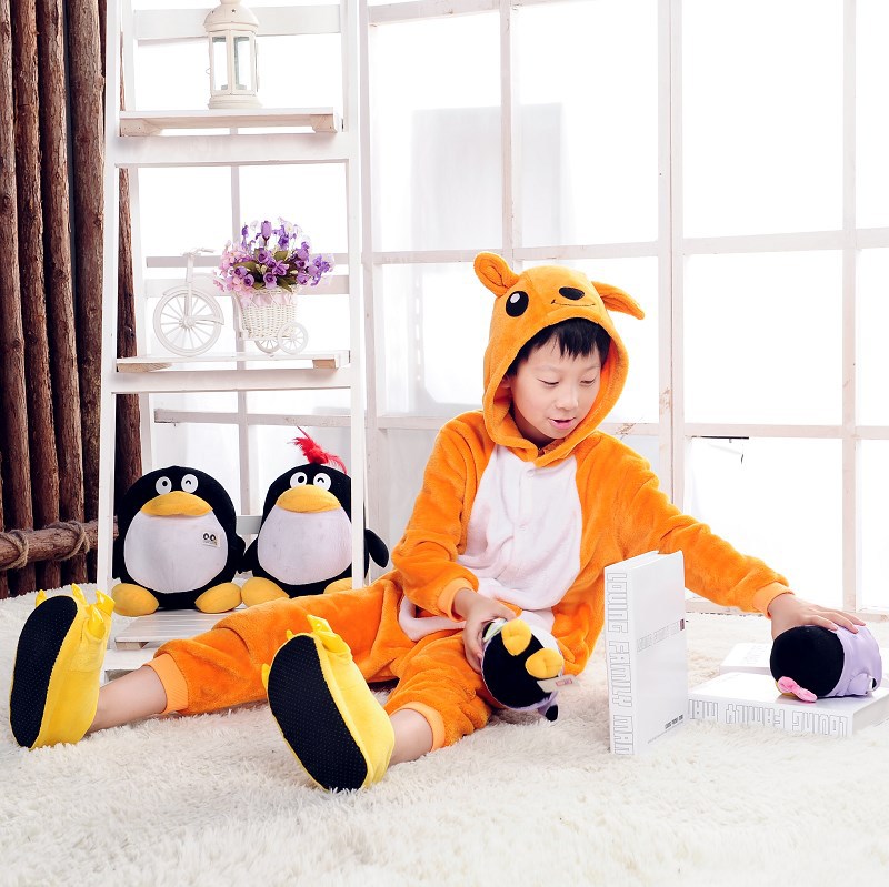 Grosir Kartun Flanel Jumpsuit Kostum Musim Dingin Bayi Rompers Pakaian Hewan Lucu Anak Onesie Piyama