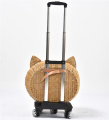 Lüks köpek evcil hayvan seyahat taşıyıcı çanta çantası rattan hasır üzerinde tekerlekler arabası arabası kedi seyahat taşıyıcı bavul