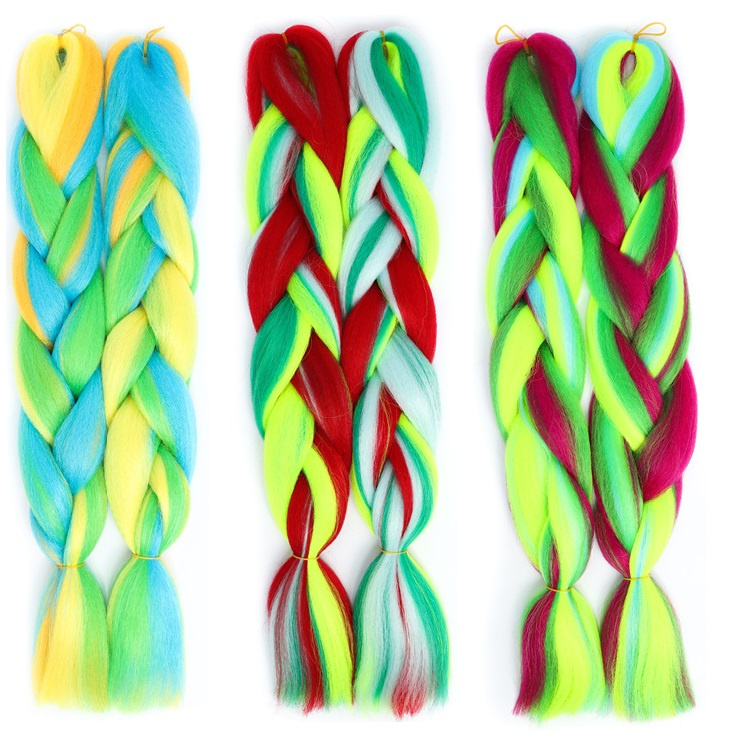 Rainbow Mix Colorful Synthetic Braiding Hair Extensions Soft Jumbo Crochet Braids