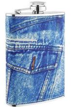 Blue Leather-wrapped Hip Flask