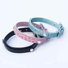 Alloy Buckle Pet Collars DIY Croc PU Leather Dog Collars(Price Exclude Slide Charms)