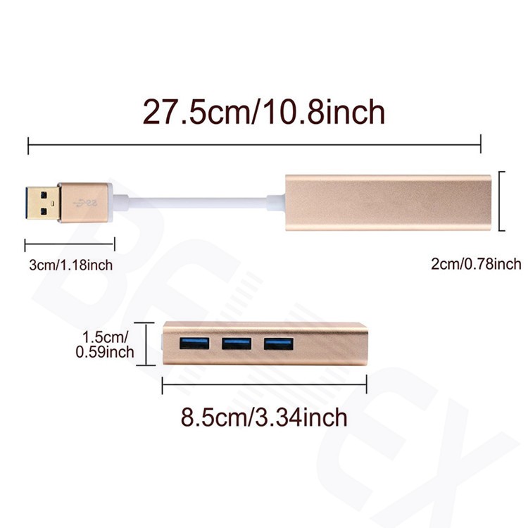 High Quality USB 3.0 Hub Ports with RJ45 Cable Adapter