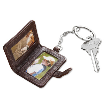PU leather brown photo frame key chain