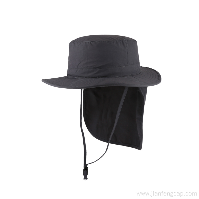 Nylon fabric bucket hat with cape