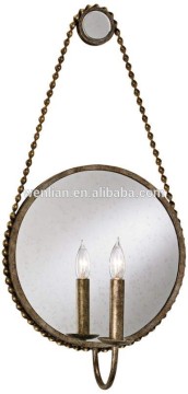 Artistic industrial mirrored wall sconce vintage wrought iron wall sconce for home/bathroom