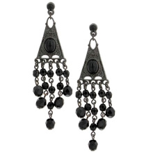 Cool gun black drop earring with black crystal ballsf