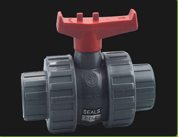 industrial type ball valve,  UPVC double union ball valve, double unioin connection end