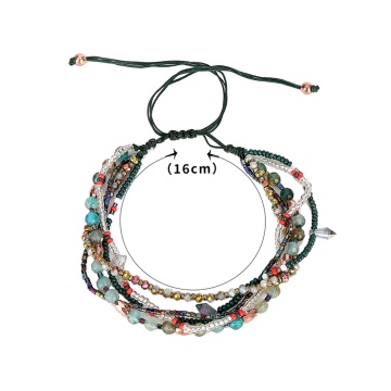 multi-layer Bracelet color Seed beaded woven rope beach Elastic Charm Bohe stackable wax coated thread adjustable for women