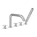 5-hole rim mounted bath mixer with hand shower
