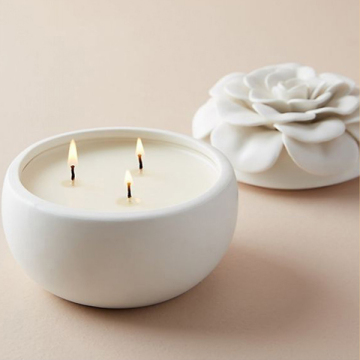 White Ceramic Candle Jars with Ceramic Lid