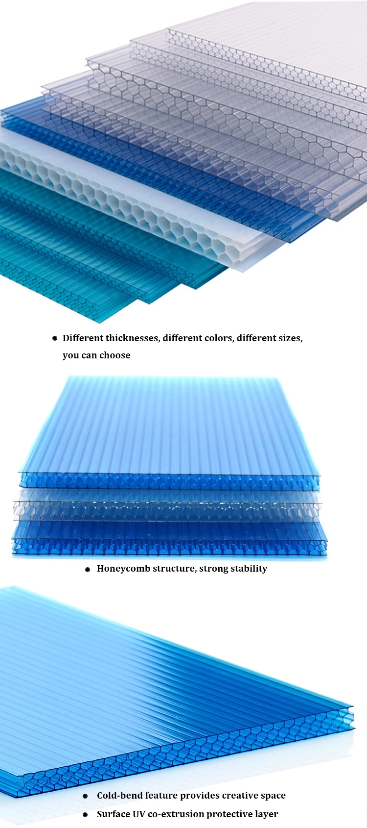 Plastic Hollow Polycarbonate Honeycomb Panel For Greenhouse Roofing