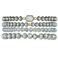 Bohemian Multi Layer Beaded Bracelets Versatile Stretch Strand Sparkly Crystal Beads Wrap Slip-on Cuff Bangle Set