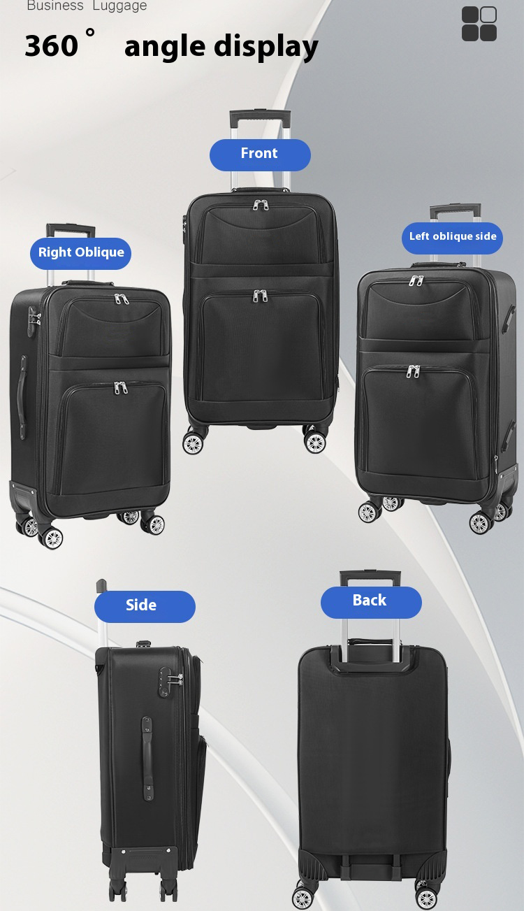 ကြီးမားသောစွမ်းရည်အောက်စ်ဖို့ဖောလန့်အထည်လွှင့်စက်အိတ်အသေး Large Capacity Oxford Cloth Trolley Bag Case