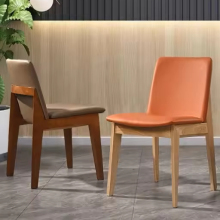 Hot Luxury Ash Wood Leather Dining Chairs: Simple Solid Wood Design