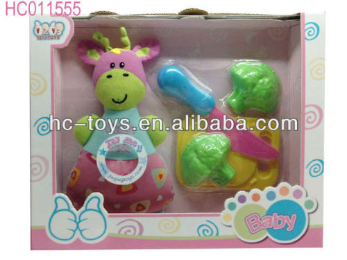 7inch stuffed plush animal doll with sound and plastic toys accesorry ,stuffed plush giraffe doll with plastic accesorry