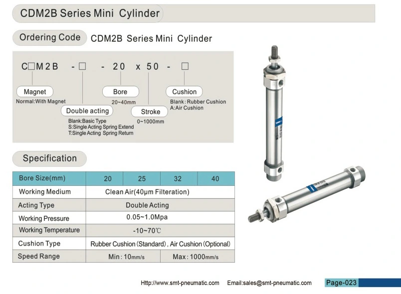 Pneumatic Actuators CDM2B Series Double Acting Mini Pneumatic Air Cylinder