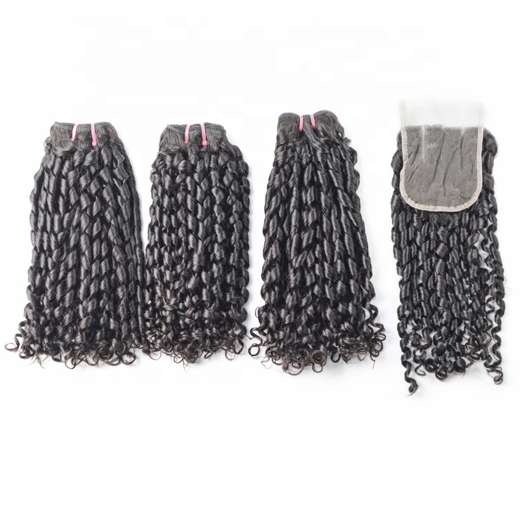 wholesale virgin hair vendors dropship raw hair  funmi pixie curl  closure hair bundle