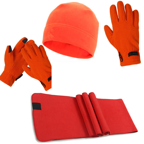 polar fleece beanie hat and fleece set scarf gloves