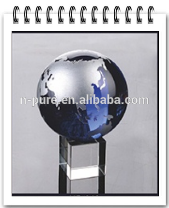 custom Crystal globe ball,blue crystal world globe