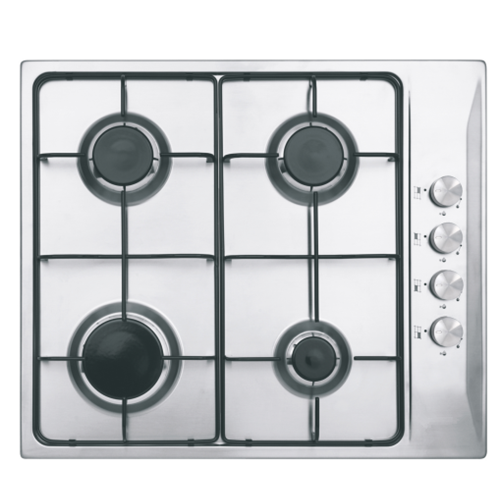 4-Burner White Stainless Steel Hob 600mm