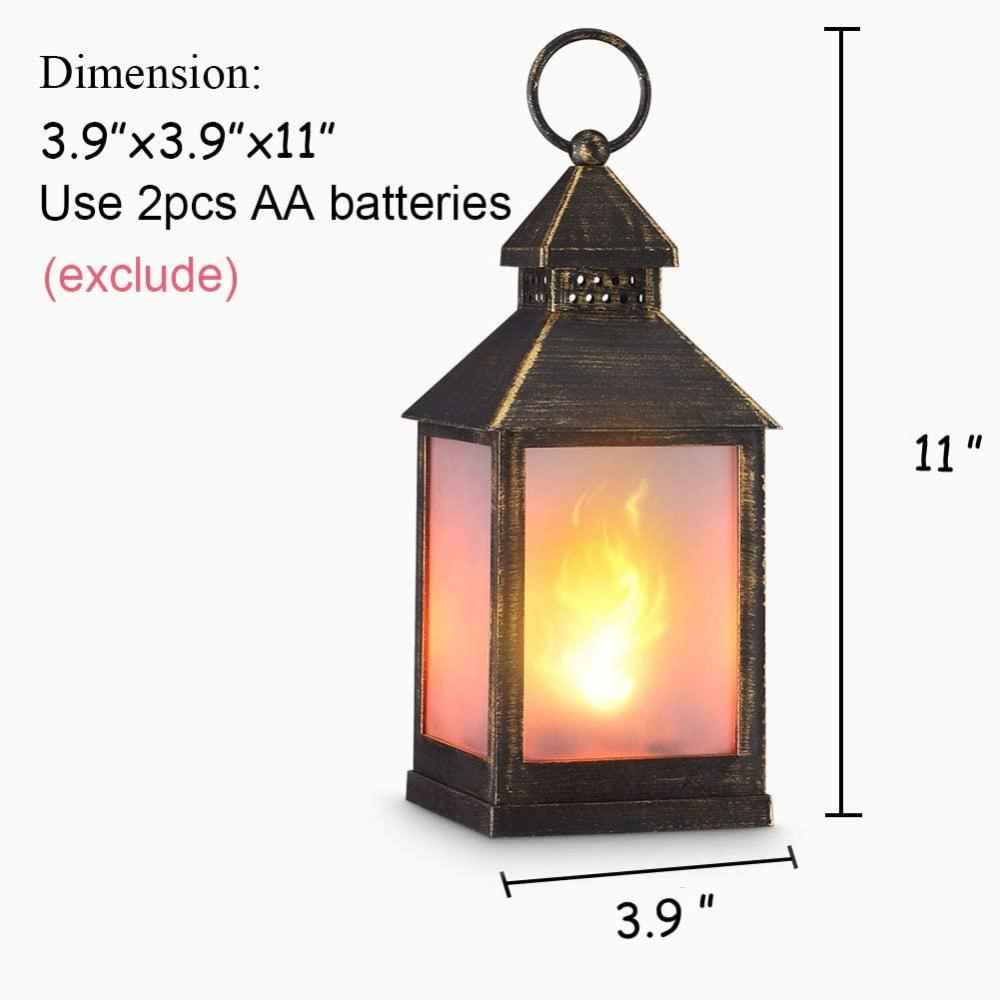 Flame Effect Led Lantern Golden Bushed Black