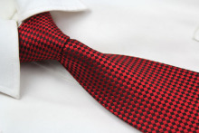 Red Black Square and Dots Design Tie