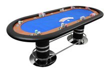 96"x42" Professional Gamblers Pedestal Poker Tables Blue