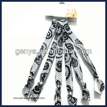 New fabric hair elastics with printing in black and white