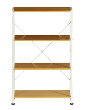 4-Tier Industrial Wood and Metal Open Bookcase