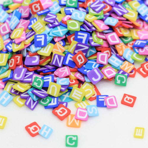 Forma cuadrada letra alfabeto arcilla polimérica material suave rebanadas coloridas 5mm niñas diario decoración de uñas pegatina