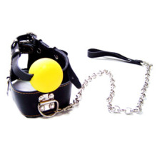 Open Mouth with collar chain Gag Oral Fixation Bondage Mouth Plug Stuffed Head Bondage Restraints Sex Products For Couple