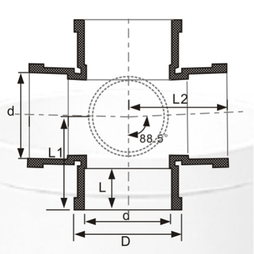 Bs5255/4514 Drainage Upvc Cross With Door Grey Color