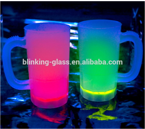 Plastic Flash glow beer glass with handle