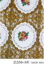 3D gold pvc table cloth with flannel backing