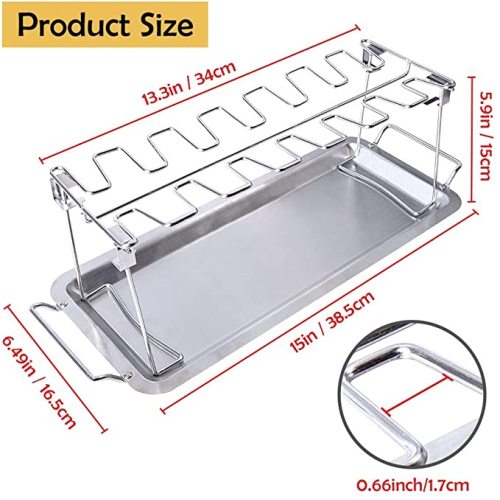 Standing collapsible steel grilled chicken leg wing rack