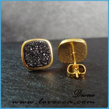 Gold plated Druzy earrings studs new earrings designs for girls