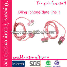 for iPhone 4 USB Date LIne with rhinestone