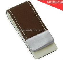 Leather Steel Monedy holding Clips for stylish men ,promotional gift for men