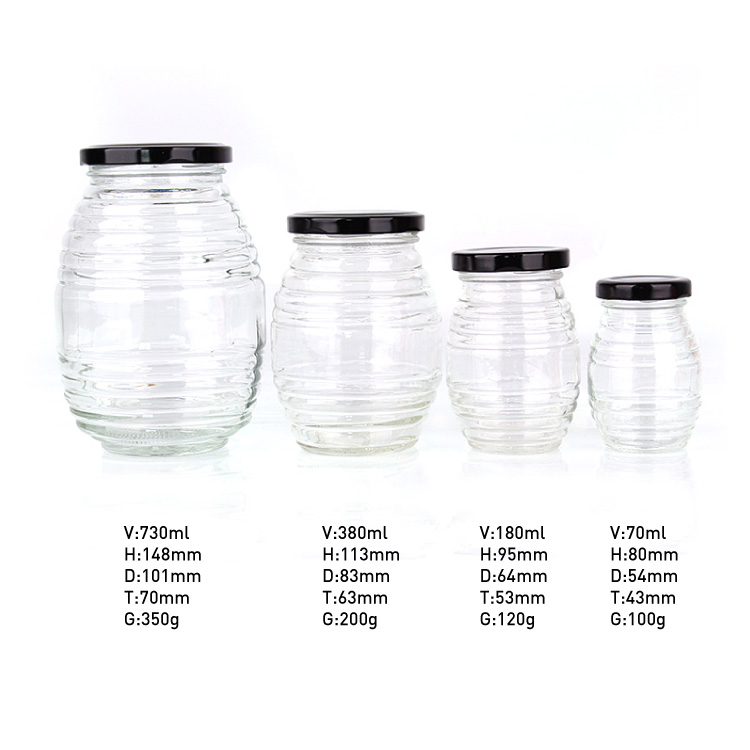 Factory sell stock empty 100ml bee honey glass jar for storage with metal twist off cap