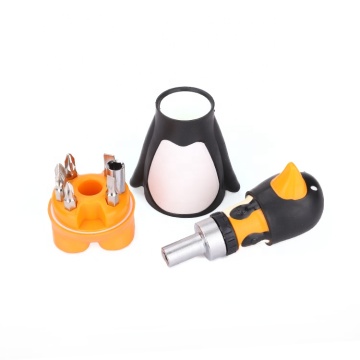 Kleine schattige pinguïnvorm cadeau -handgereedschapsset