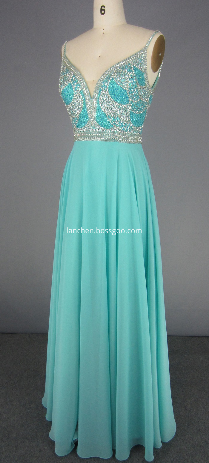 V Neck Sequin Prom Dress