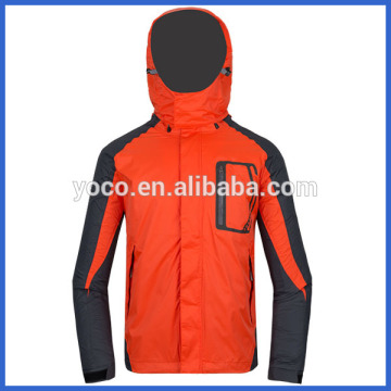 Orange windproof waterproof nylon rain jacket for men