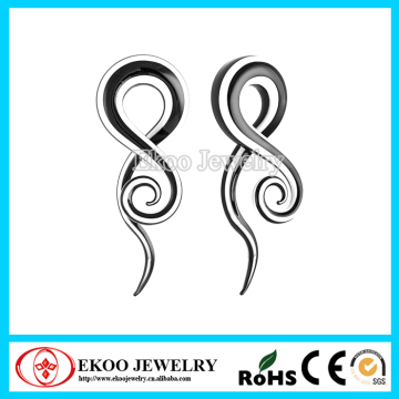 Black and White Pyrex Glass Spiral Ear Plugs