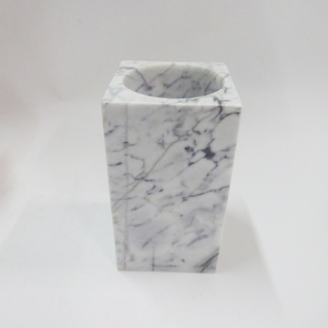 White Marble Closet Bowl Brush Holder