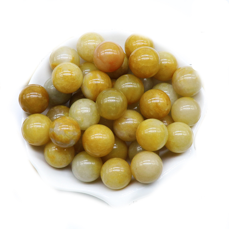 Bolas de chakra de jade amarillo de 16 mm para la meditación Decoración del hogar