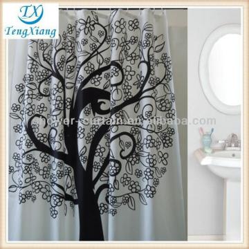 black tree photo printed canvas shower curtain